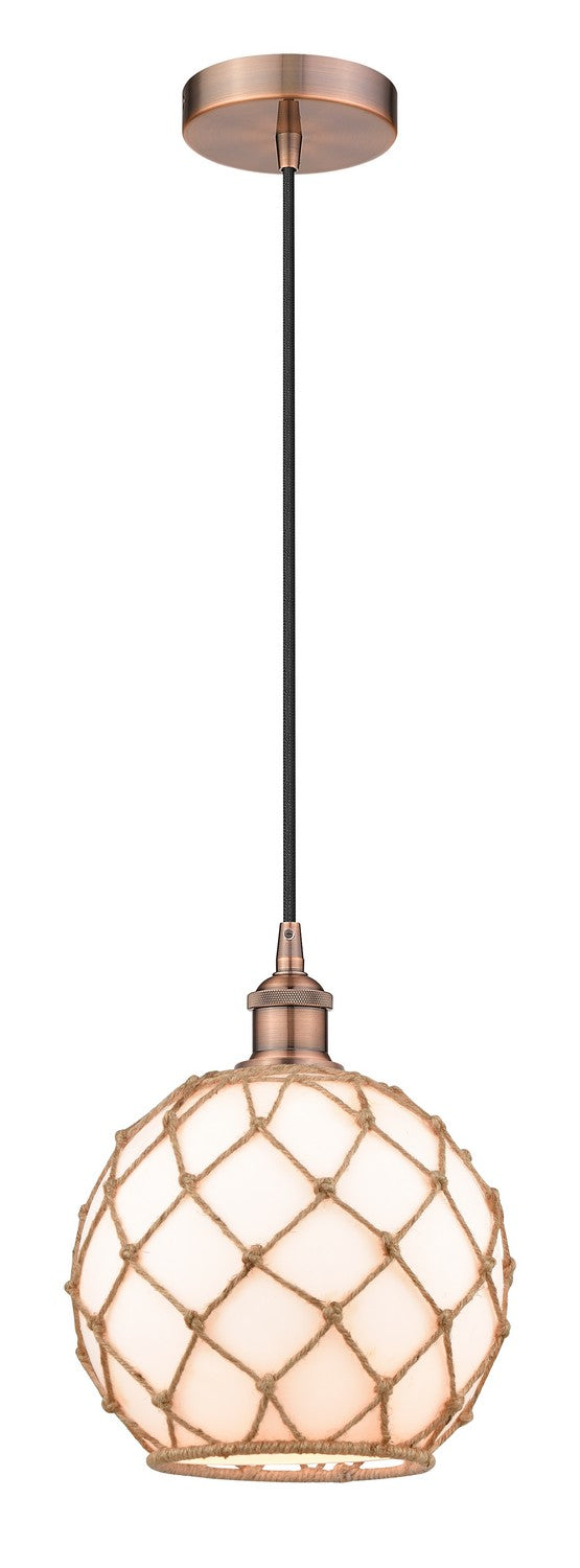 Innovations 616-1P-AC-G121-10RB One Light Mini Pendant, Antique Copper