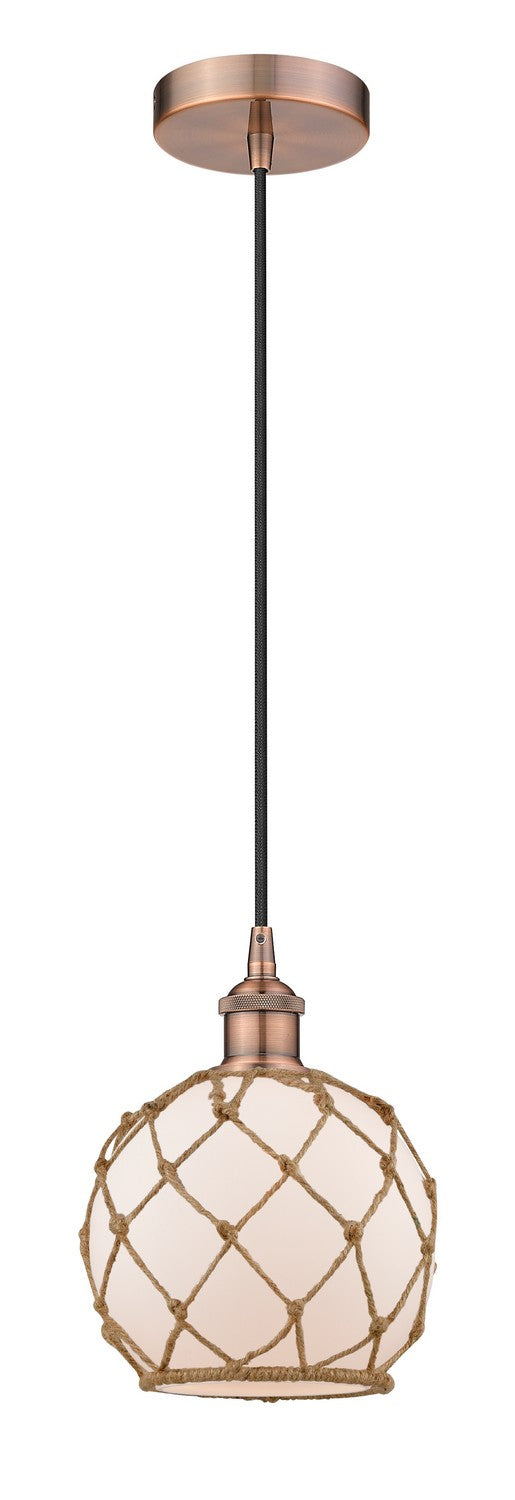 Innovations 616-1P-AC-G121-8RB One Light Mini Pendant, Antique Copper