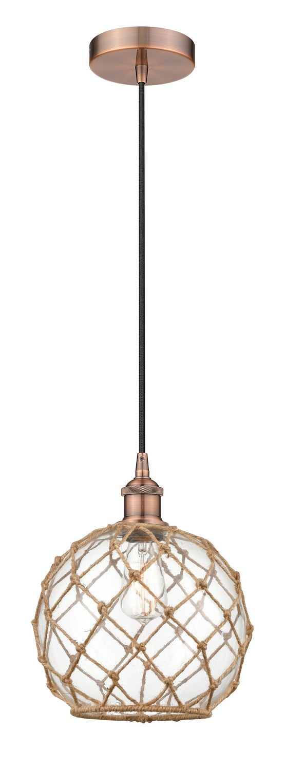 Innovations 616-1P-AC-G122-10RB One Light Mini Pendant, Antique Copper