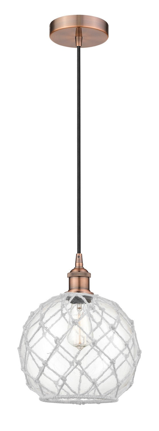Innovations 616-1P-AC-G122-10RW One Light Mini Pendant, Antique Copper