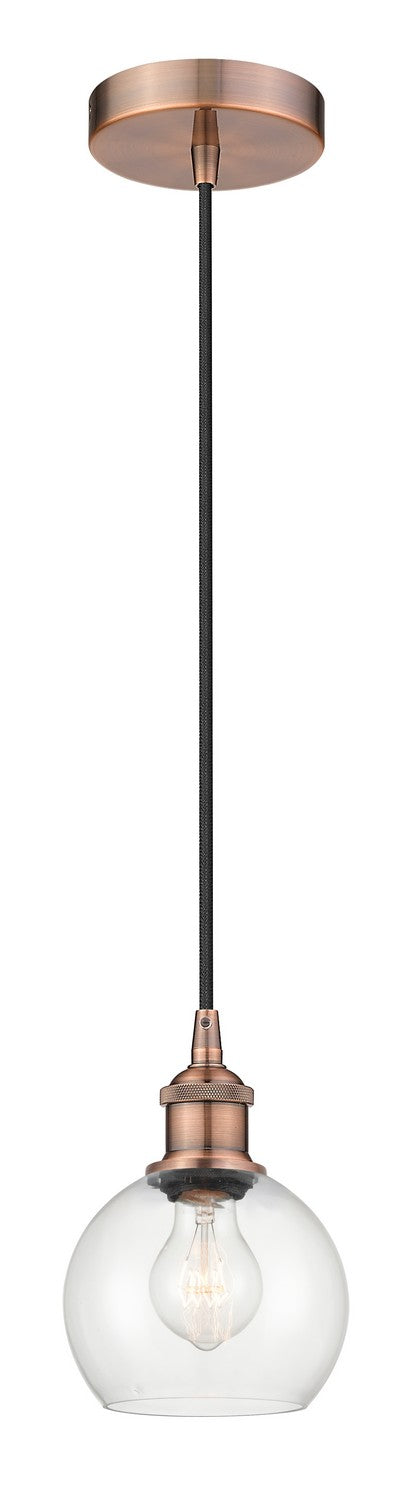 Innovations 616-1P-AC-G122-6 One Light Mini Pendant, Antique Copper