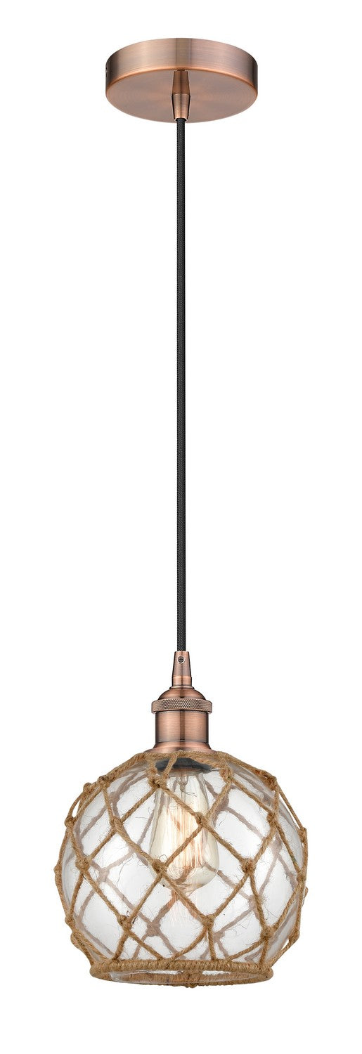 Innovations 616-1P-AC-G122-8RB One Light Mini Pendant, Antique Copper