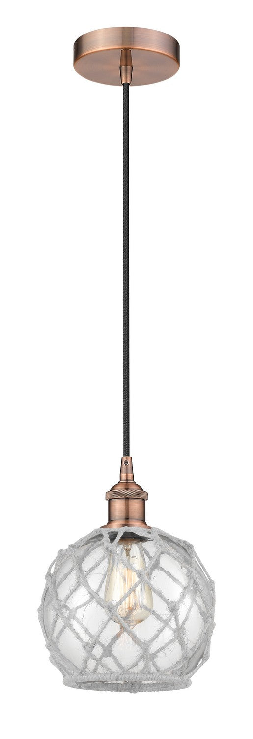Innovations 616-1P-AC-G122-8RW One Light Mini Pendant, Antique Copper