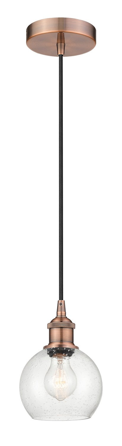 Innovations 616-1P-AC-G124-6 One Light Mini Pendant, Antique Copper