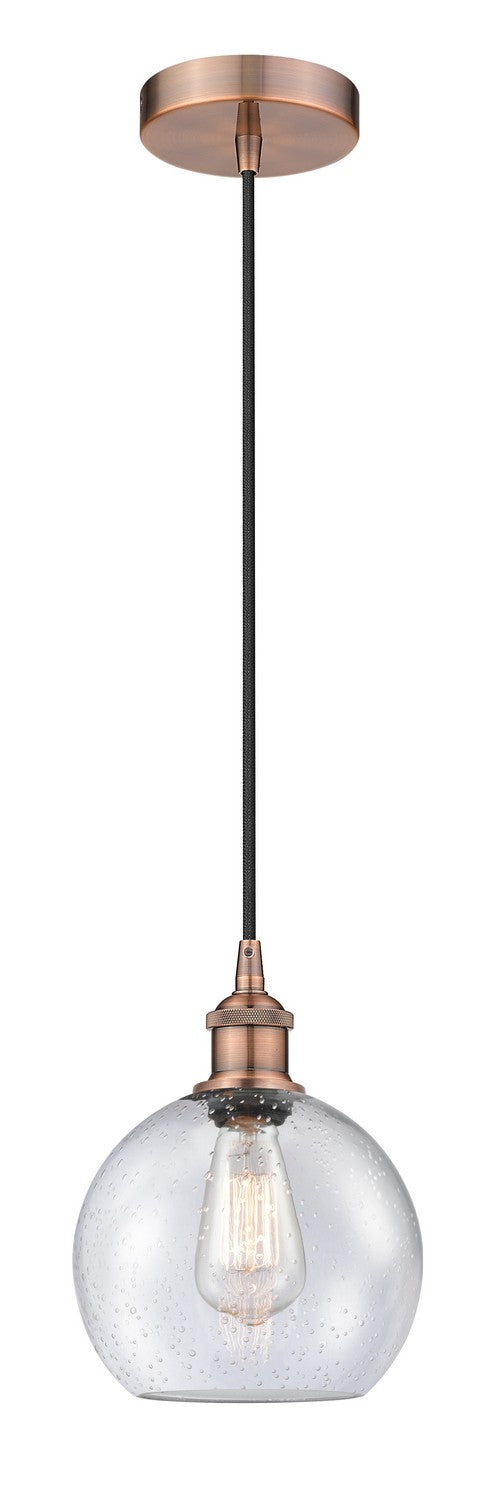 Innovations 616-1P-AC-G124-8 One Light Mini Pendant, Antique Copper