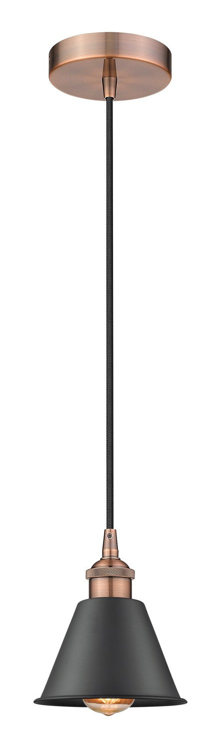 Innovations 616-1P-AC-M8-BK One Light Mini Pendant, Antique Copper
