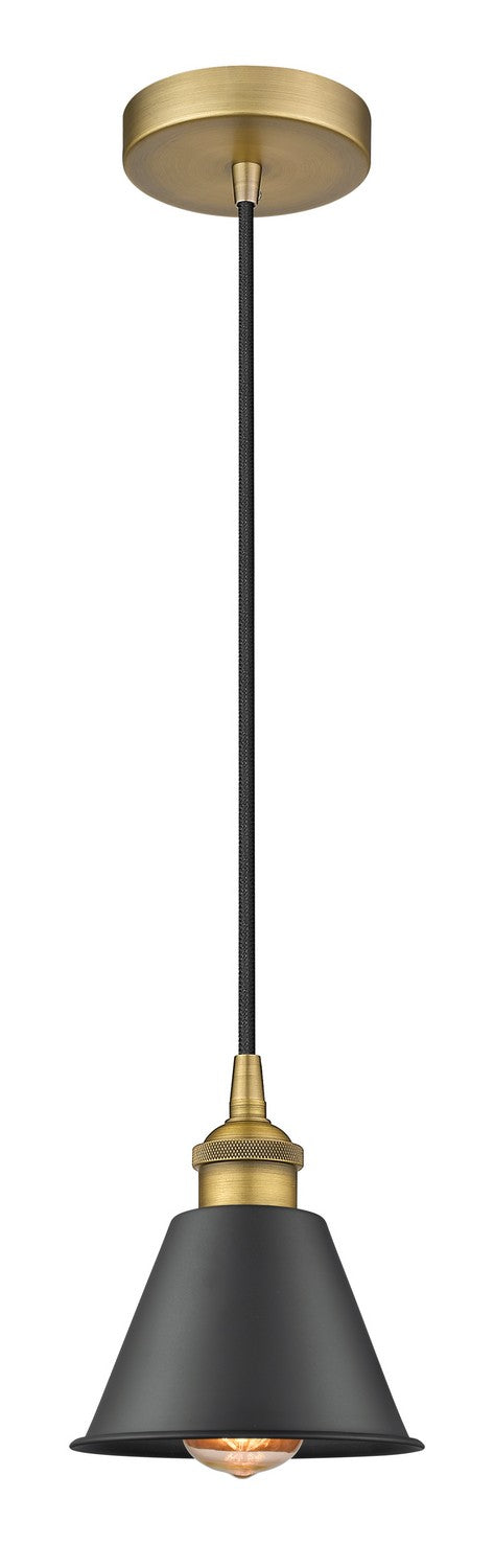 Innovations 616-1P-BB-M8-BK One Light Mini Pendant, Brushed Brass