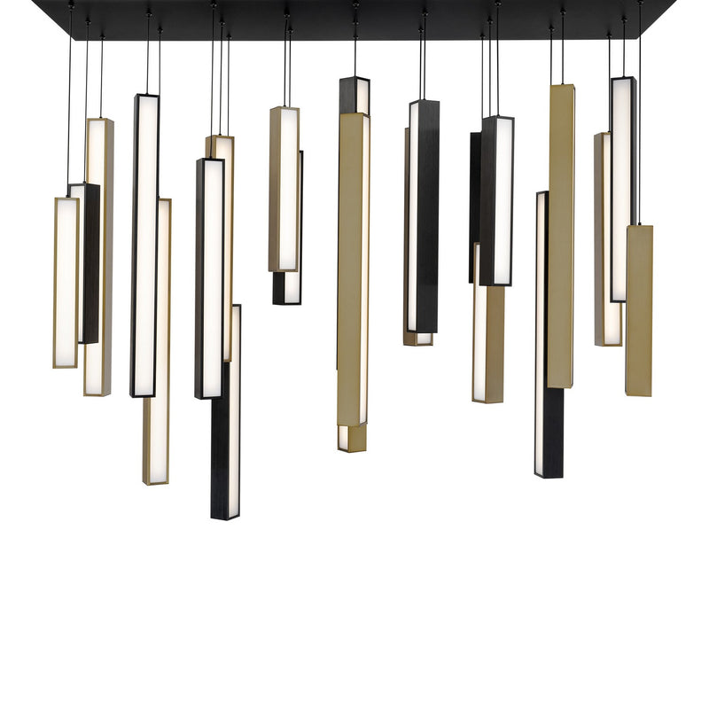 Modern Forms PD-64823L-BK/AB-BK LED Pendant, Black/Aged Brass & Black