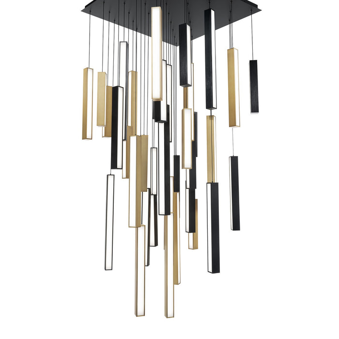 Modern Forms PD-64841S-BK/AB-BK LED Pendant, Black/Aged Brass & Black