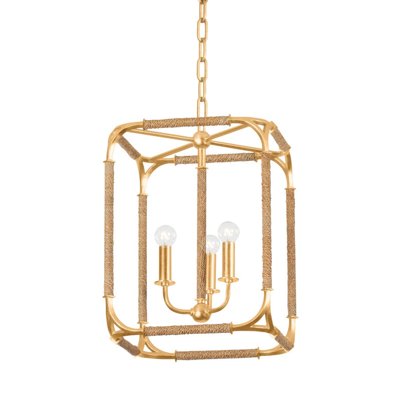Hudson Valley 1603-GL Three Light Lantern, Gold Leaf