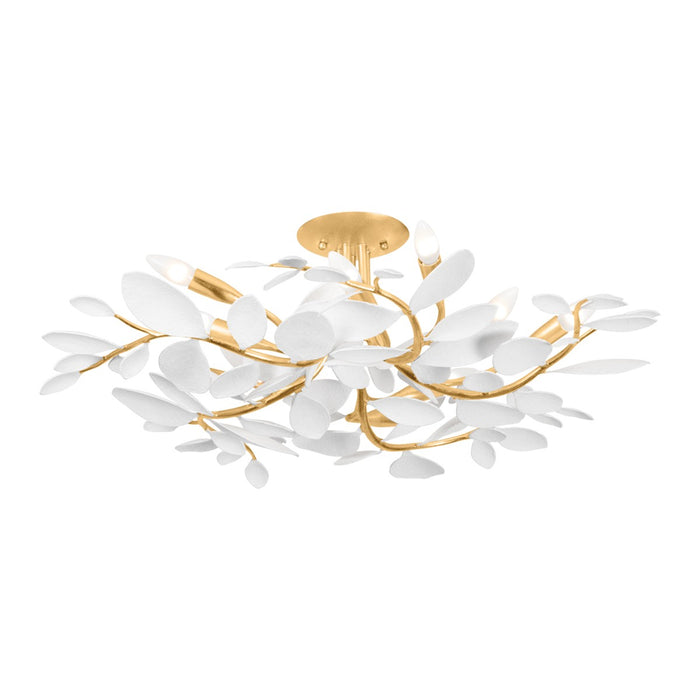 Hudson Valley 2232-VGL/WP Ten Light Semi Flush Mount, Vintage Gold Leaf/ White Plaster