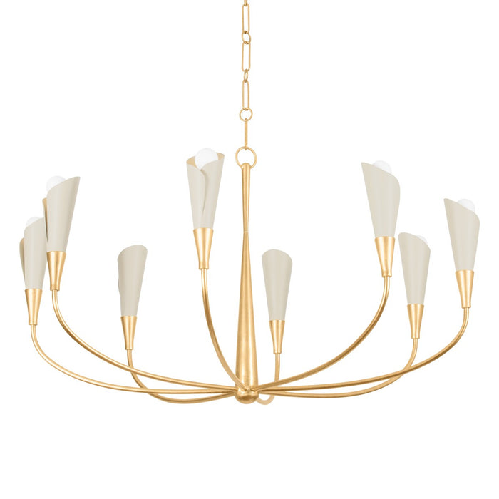 Hudson Valley 3158-VGL/SSD Eight Light Chandelier, Vintage Gold Leaf/Soft Sand