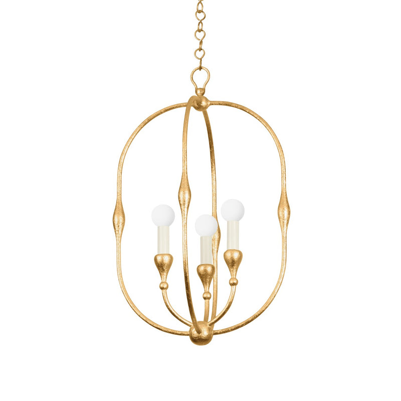 Hudson Valley 3215-VGL Three Light Lantern, Vintage Gold Leaf