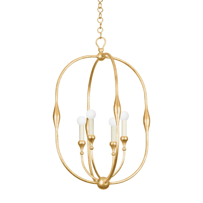 Hudson Valley 3220-VGL Four Light Lantern, Vintage Gold Leaf