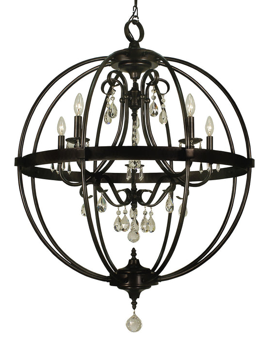 Framburg 1069 MBLACK Five Light Foyer Chandelier, Matte Black