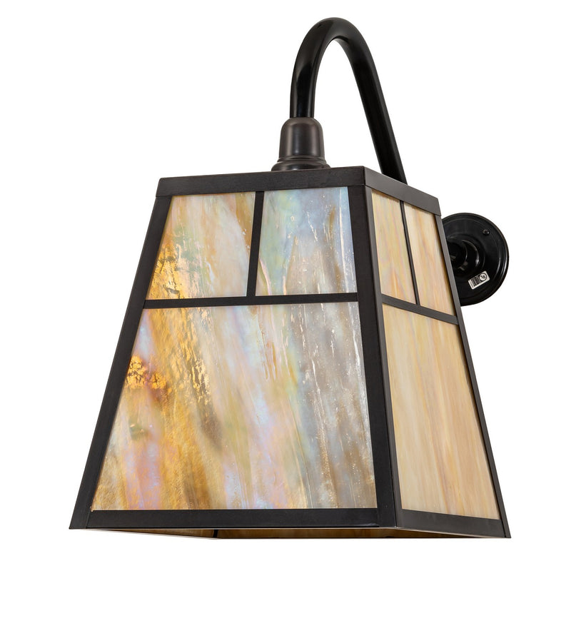 Meyda Tiffany 267583 One Light Wall Sconce, Craftsman Brown/Gloss Black