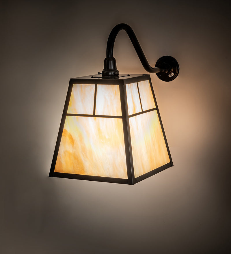 Meyda Tiffany 267583 One Light Wall Sconce, Craftsman Brown/Gloss Black