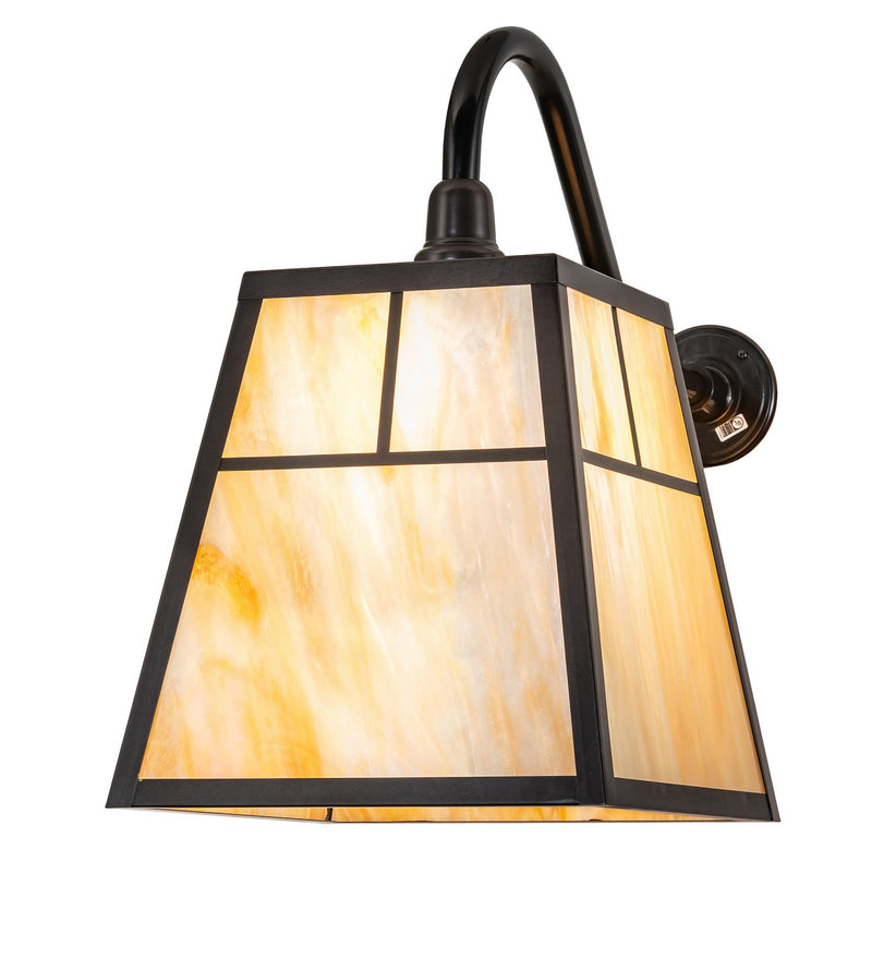 Meyda Tiffany 267583 One Light Wall Sconce, Craftsman Brown/Gloss Black