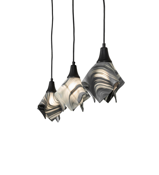 Meyda Tiffany 270753 Three Light Island Pendant, Black Metal