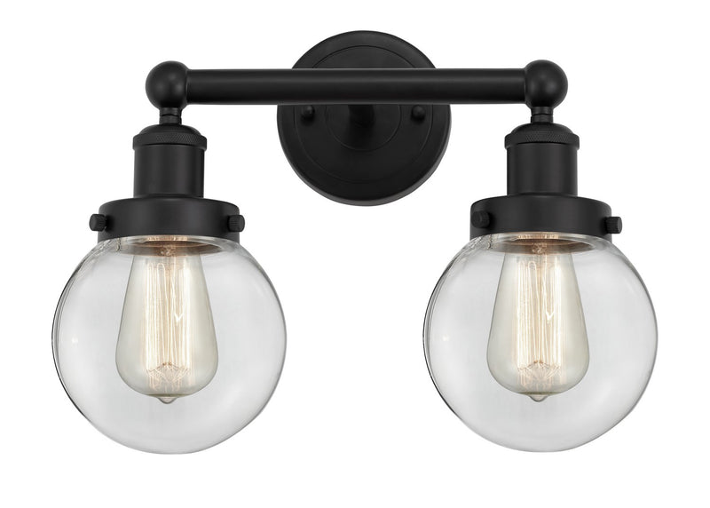 Innovations 616-2W-BK-G202-6 Two Light Bath Vanity, Matte Black
