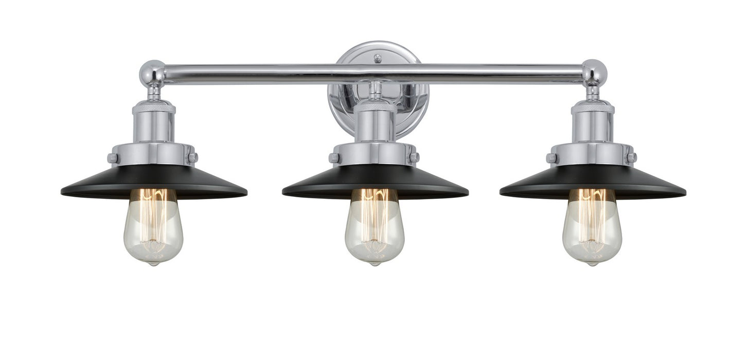 Innovations 616-3W-PC-M6-BK Three Light Bath Vanity, Polished Chrome