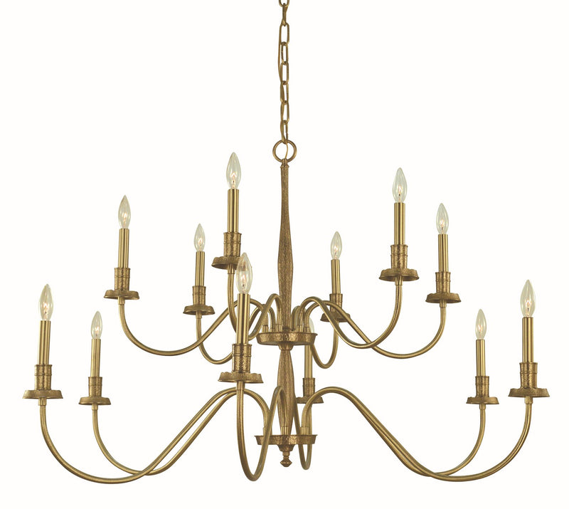 Framburg 5780 BR 12 Light Dining Chandelier, Brushed Brass