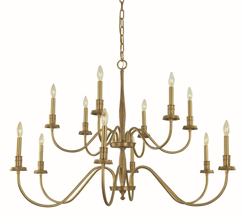 Framburg 5780 BR 12 Light Dining Chandelier, Brushed Brass