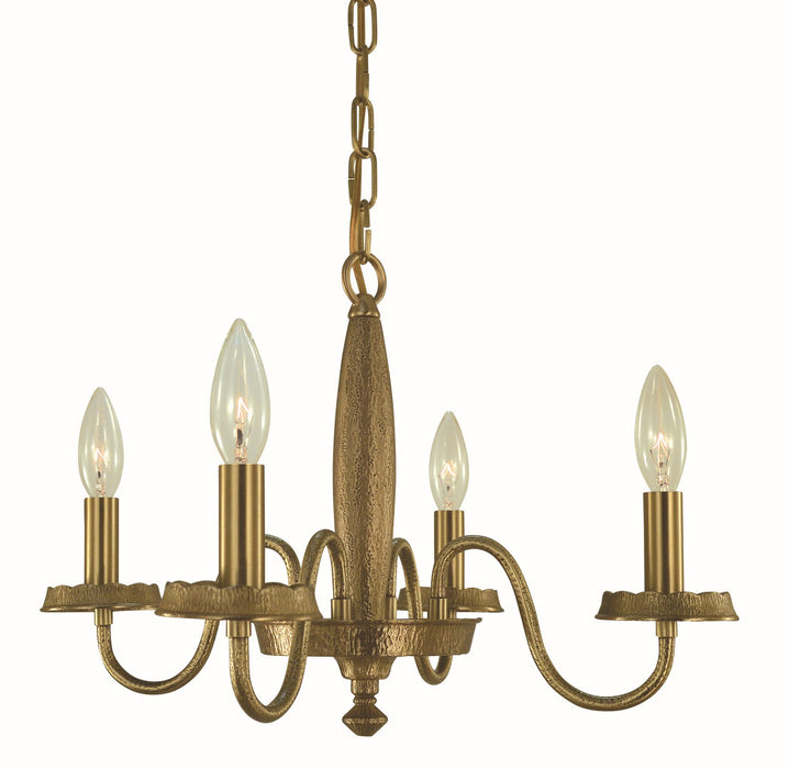 Framburg 5784 BR Four Light Chandelier, Brushed Brass