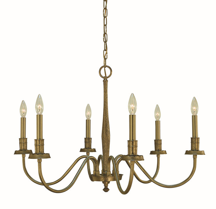 Framburg 5786 BR Six Light Chandelier, Brushed Brass