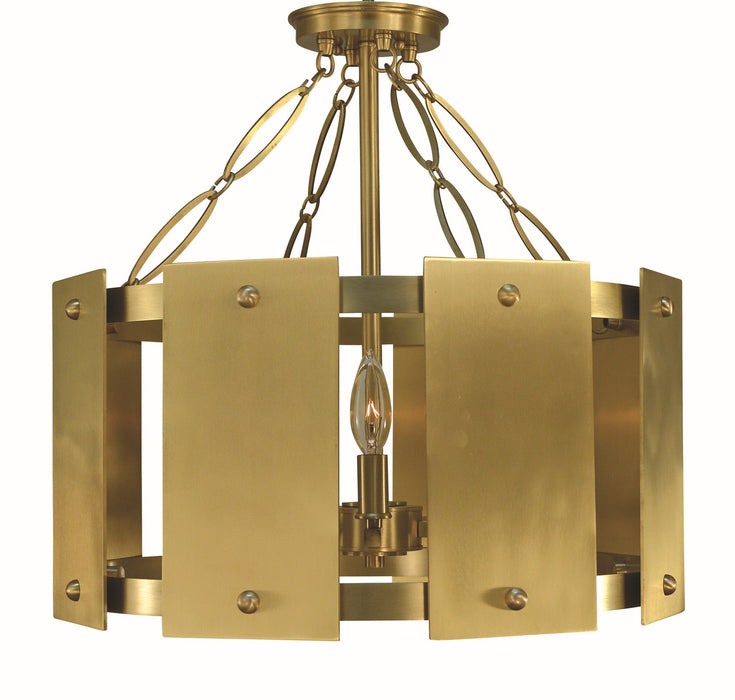 Framburg 5860 BR Five Light Semi-Flush Mount, Brushed Brass