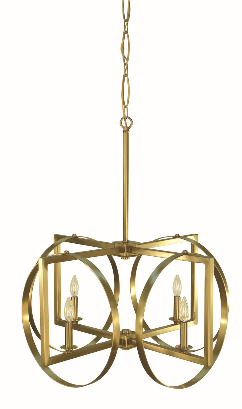 Framburg 5862 BR Four Light Chandelier, Brushed Brass