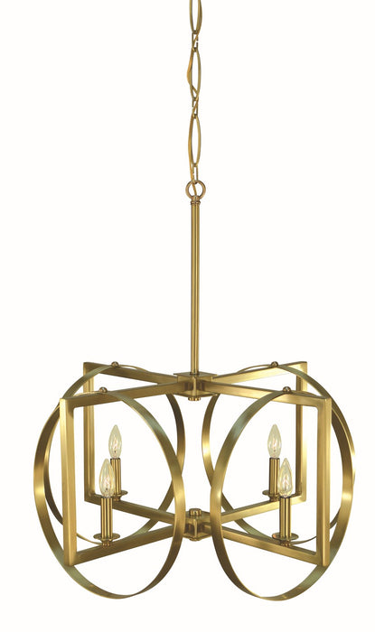 Framburg 5862 BR Four Light Chandelier, Brushed Brass