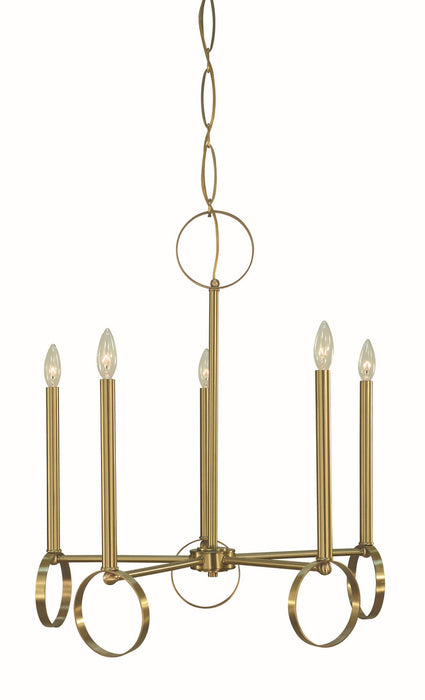 Framburg 5865 BR Five Light Chandelier, Brushed Brass