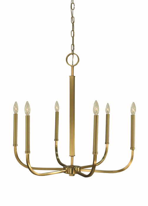 Framburg 5876 BR Six Light Chandelier, Brushed Brass