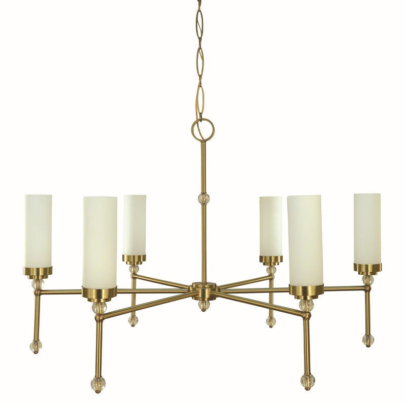 Framburg 5880 BR Six Light Chandelier, Brushed Brass