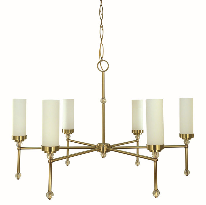 Framburg 5880 BR Six Light Chandelier, Brushed Brass
