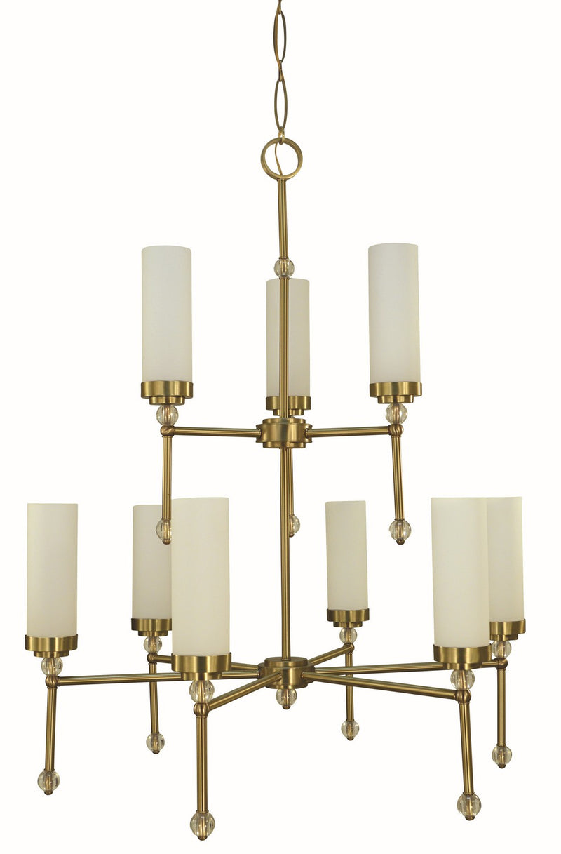 Framburg 5889 BR Nine Light Foyer Chandelier, Brushed Brass