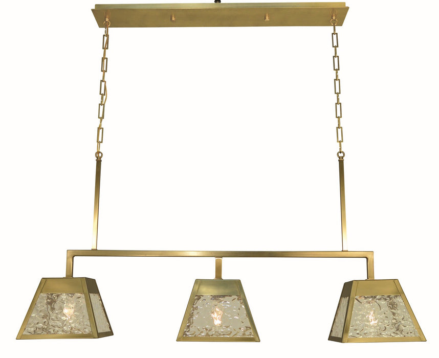 Framburg 5899 BR Three Light Island Chandelier, Brushed Brass