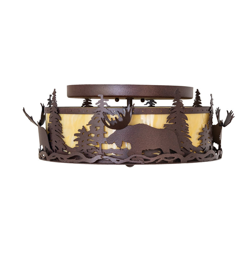 Meyda Tiffany 268614 Two Light Flushmount, Distressed Rust