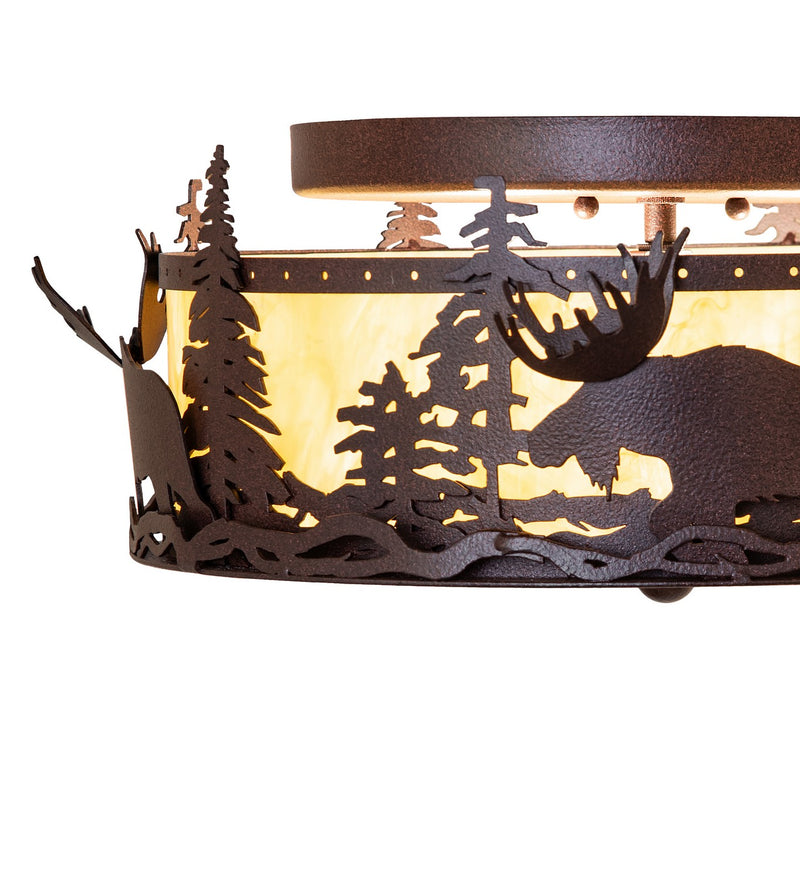 Meyda Tiffany 268614 Two Light Flushmount, Distressed Rust