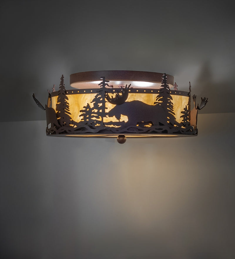 Meyda Tiffany 268614 Two Light Flushmount, Distressed Rust