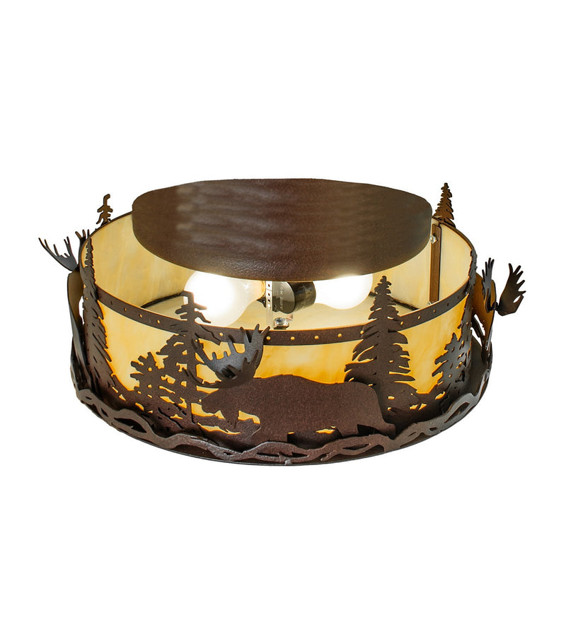 Meyda Tiffany 268614 Two Light Flushmount, Distressed Rust