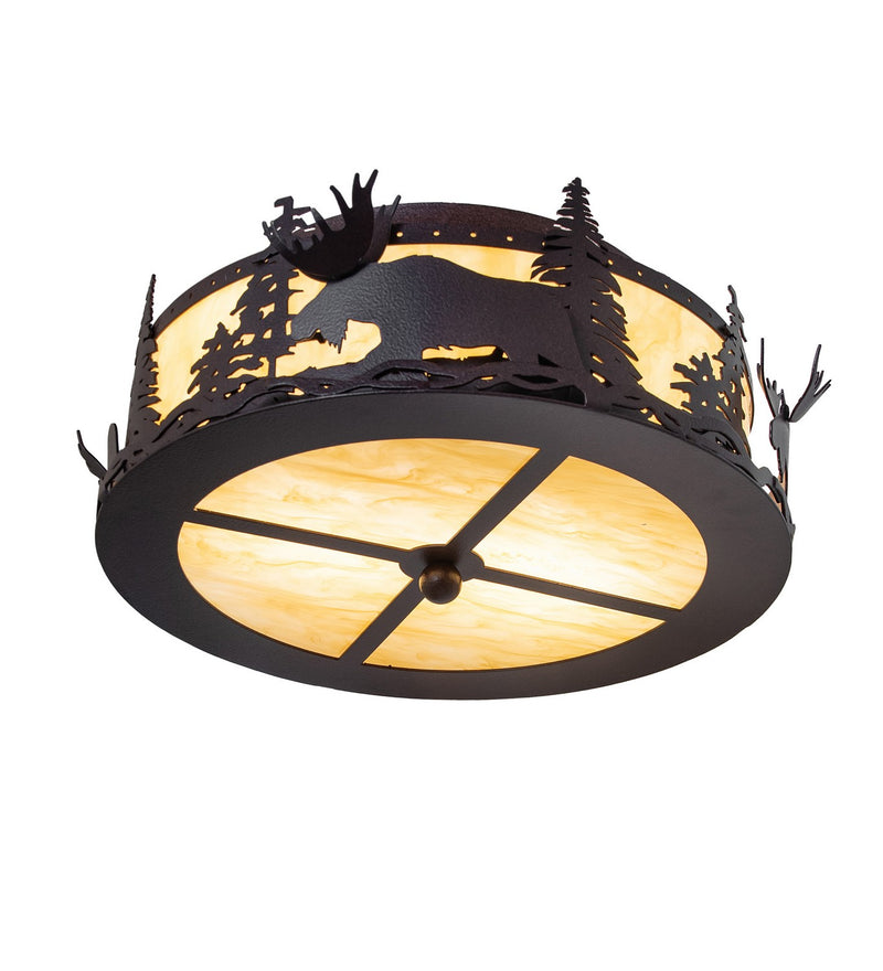 Meyda Tiffany 268614 Two Light Flushmount, Distressed Rust
