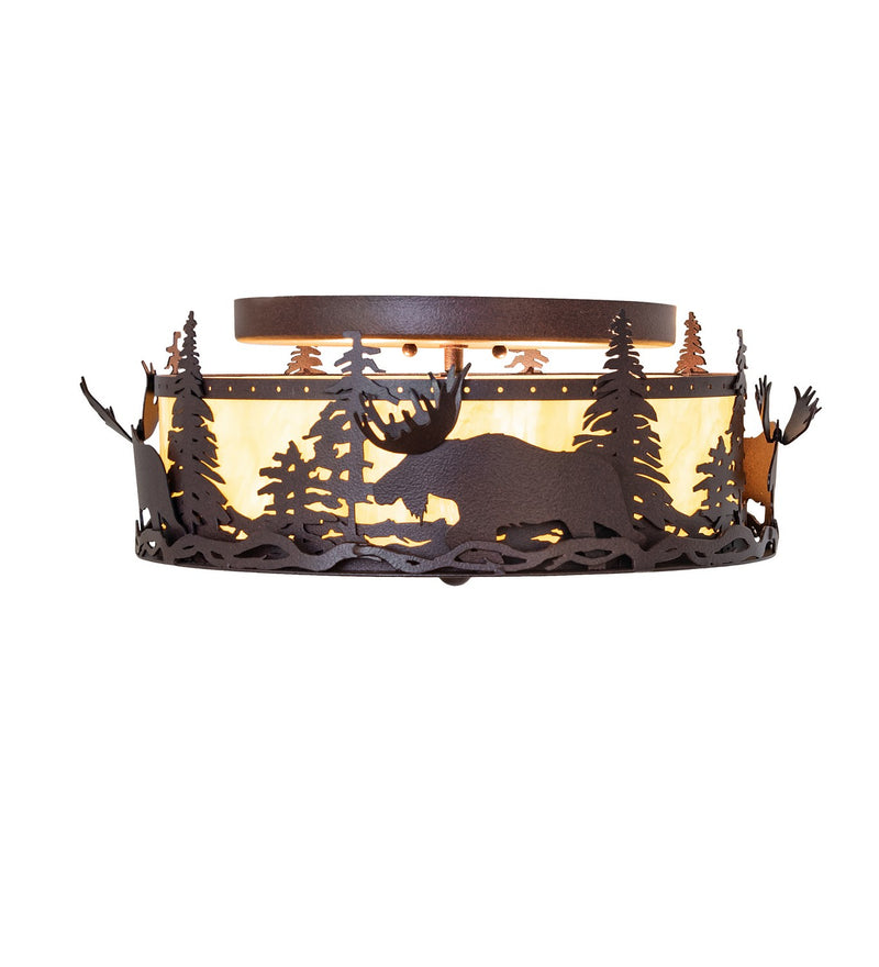 Meyda Tiffany 268614 Two Light Flushmount, Distressed Rust