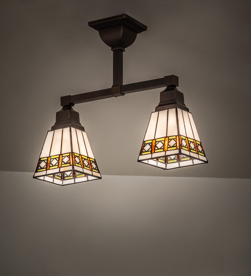 Meyda Tiffany 269100 Two Light Semi-Flushmount, Mahogany Bronze