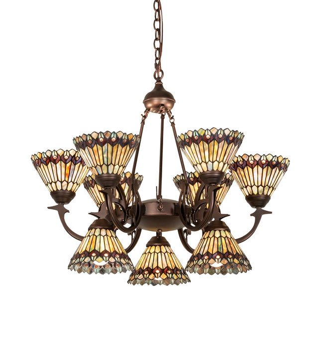 Meyda Tiffany 270138 Nine Light Chandelier, Mahogany Bronze