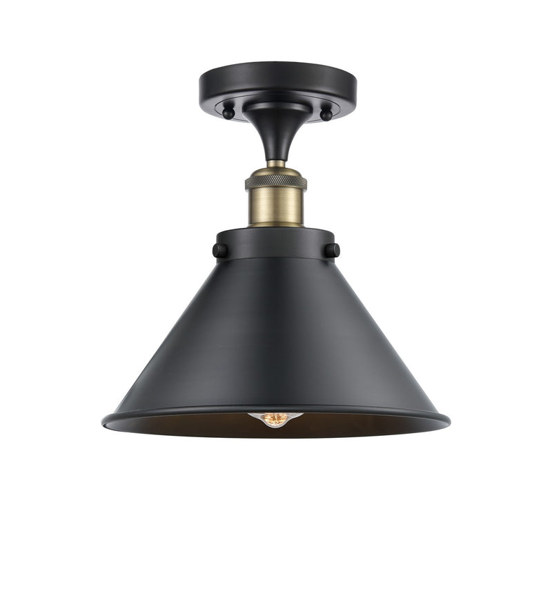 Innovations 916-1C-BAB-M10-BK One Light Semi-Flush Mount, Black Antique Brass