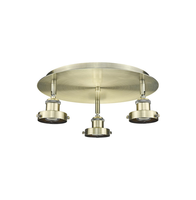 Innovations 916-3C-AB Three Light Flush Mount, Antique Brass