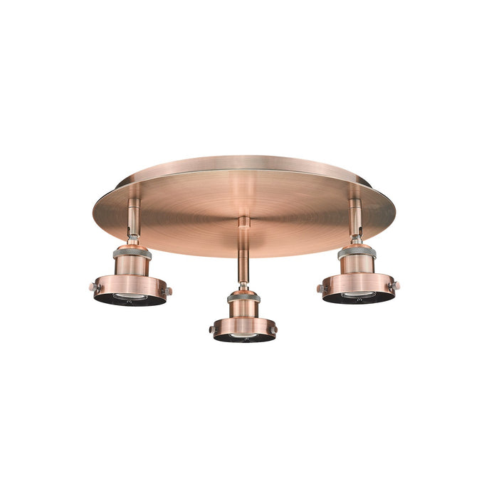 Innovations 916-3C-AC Three Light Flush Mount, Antique Copper