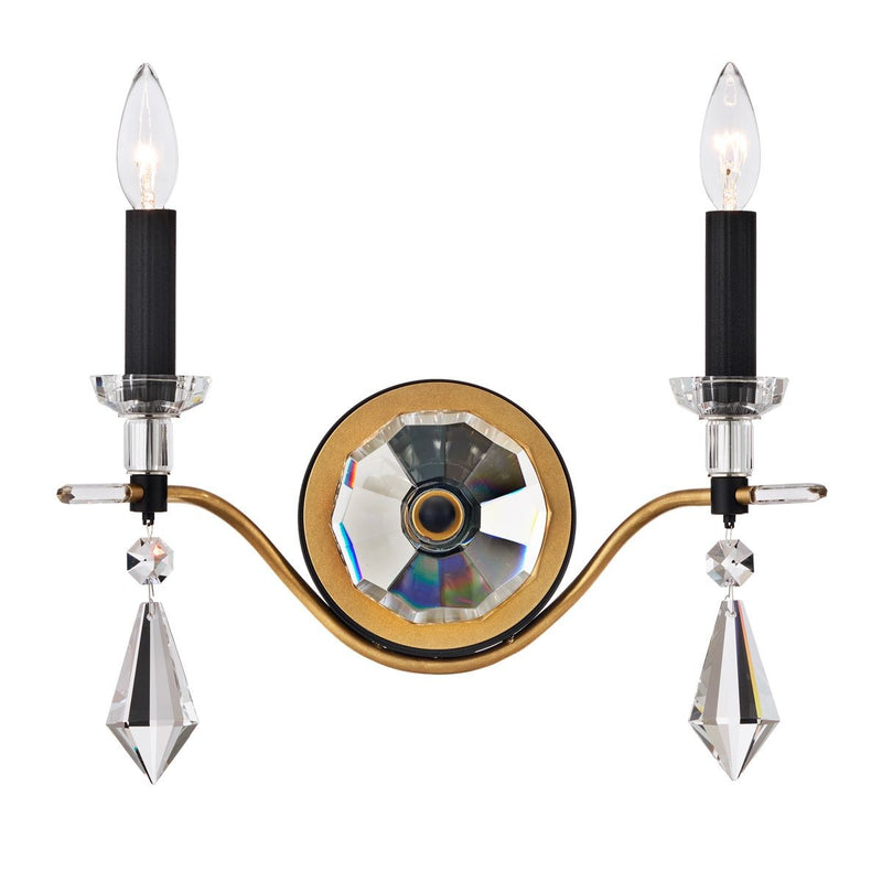 Schonbek S5602-709/18R Two Light Wall Sconce, Soft Gold/Black